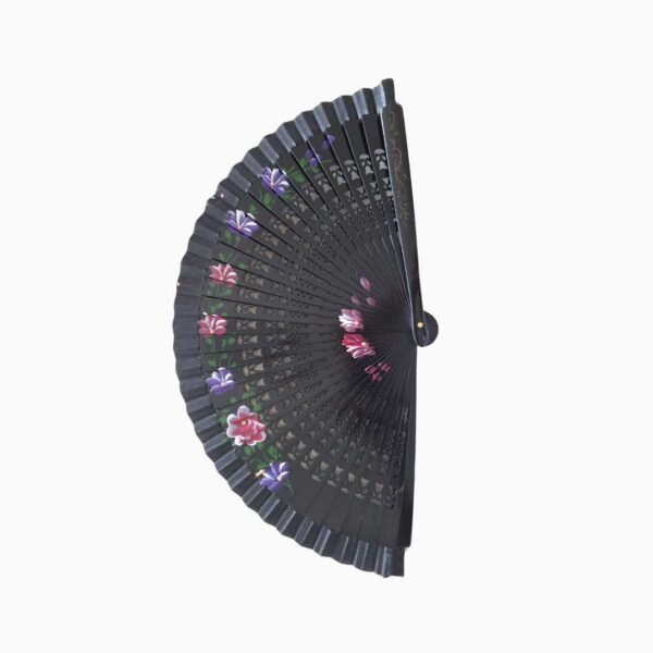 Abanico Negro con Flores