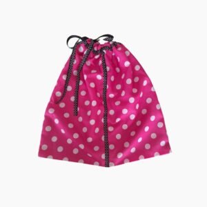 Funda para Zapatos de Tela Rosa con Lunares Blancos y Cierre de Cordón