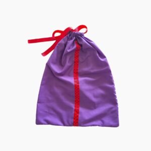 Funda para Zapatos de Tela Morada Lisa con Cierre de Cordón Rojo