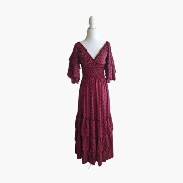 Vestido Flamenco Rojo Burdeos Lunares