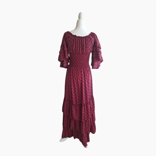 Vestido Flamenco Rojo Burdeos Lunares - Imagen 2