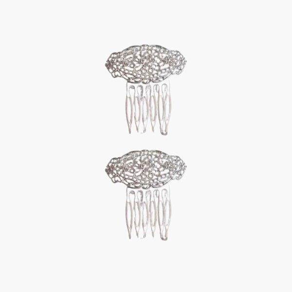 Dúo de Peinecillos Estilo Vintage Plateados
