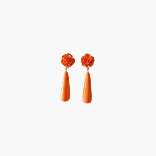 Pendientes de Gota y Rosa Naranja