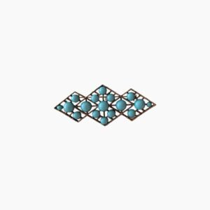 Broche Triangular Metálico con Piedras Turquesas