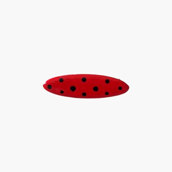 Broche rojo con lunares negros