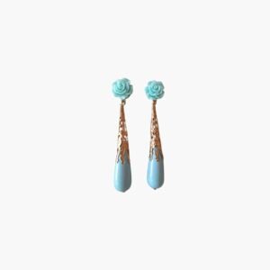 Pendientes de Gota y Rosa Turquesa
