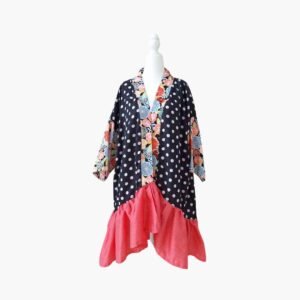 Kimono Flamenco Negro Floral y Volantes